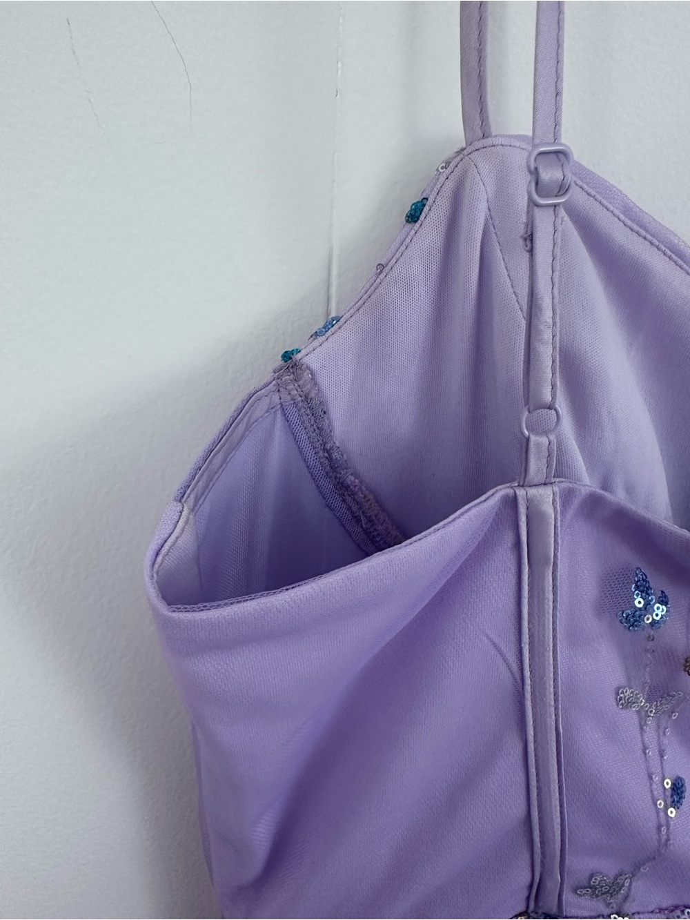 Lulu’s Lavender Floral Sequin Mesh Mini Dress - Picture 5 of 7